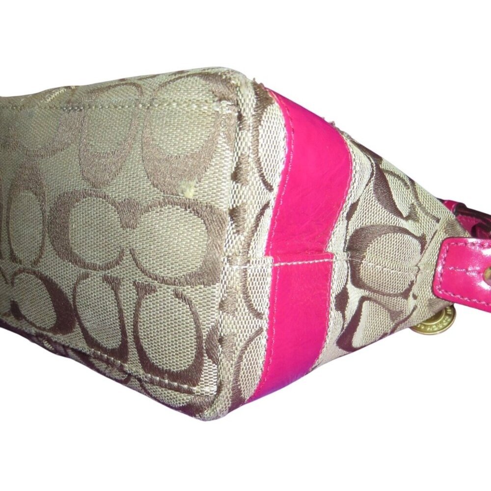 Coach 2008 Legacy Cursive Creed Limited Edition Canvas Leather Pink Stripe Demi - Picture 10 of 13